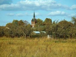 old church in countryside, brandenburg, germany