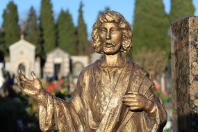 Statue of Jesus on the cemetery