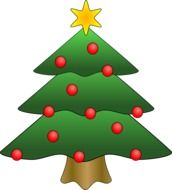 Christmas tree with the decorations as a clipart