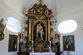 image of Jesus on the golden altar in the church