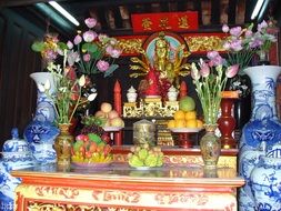 altar in the temple in Vietnam