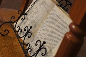 open bible on a stand