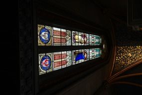 horizontal windows with stained glass in the church