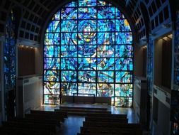 stained glass window with abstract pattern, usa, california, malibu