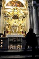 Golden altar in the christian church in Italy