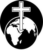 white cross on planet earth as an illustration