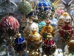 decorated eggs in the Isaac cathedral