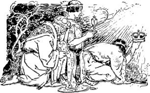 Black and white drawing of Three Kings clipart