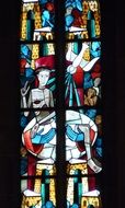 stained glass window with illustration of jesus