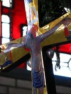 aged colorful Crucifixion in church