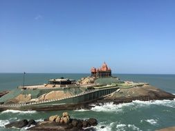 landscape of temple on the coast in Kanyakumari