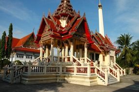 small red roof temple, thailand, pattaya
