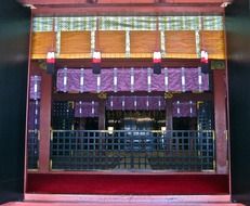 colorful interior of shrine, japan