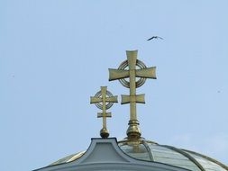 crosses on the dome of the orthodox church