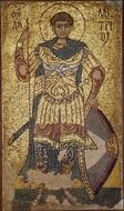 saint with sword, medieval mosaic