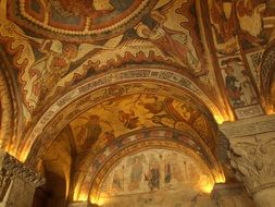 ceiling in the church in gold tones