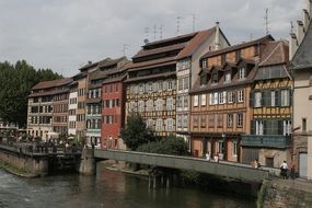 traditional street by the river in Strasbourg