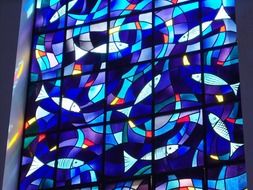 blue stained glass window