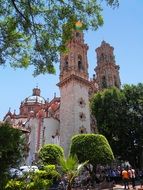 View of the church among the park in Mexico