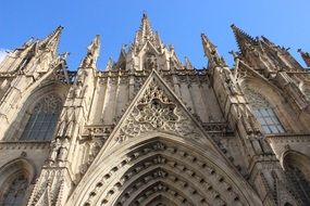 church facade at sky, spain, barcelona