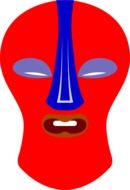 Red and blue African mask