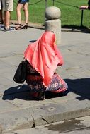 muslim woman in bright headscarf