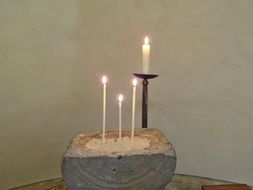 stone candlestick in church