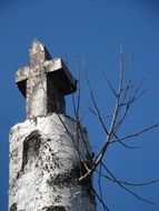 christian cross on birch