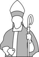 black and white silhouette of a catholic bishop