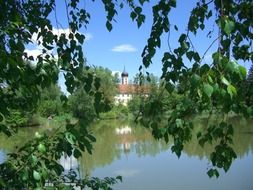 monastery church near the pond