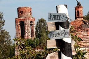 ruins of a temple in a village in Russia