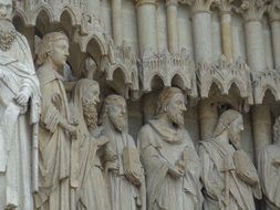 christian saints, gothic sculpture of Amiens Cathedral, france