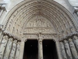 arched entrance to notre dame close up