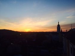 church silhouette at sunset