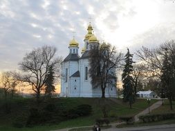 Orthodox Church in Chernigov at sunset