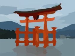 Wooden gate in Japan clipart