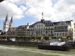 Church by the city river