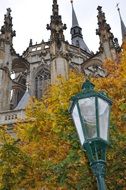 lantern near the gothic temple