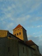 stone church in the sunset light