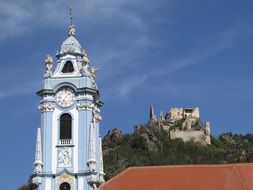 Ruin of blue church in Austria