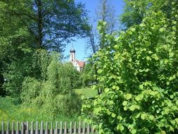 monastery church behind the trees