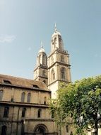 distant view of the church in zurich