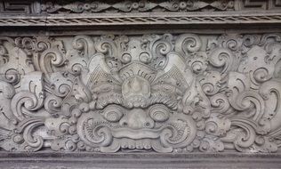 carving on the wall of the temple in indonesia