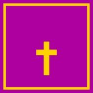 yellow cross on purple canvas