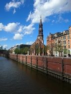 Beautiful Hamburg church near the water