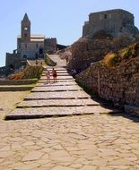 Stairs to the church in Liguria