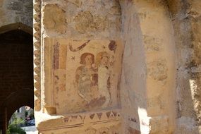 medieval fresco on the wall