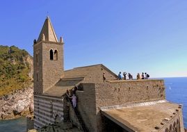 church on a cliff on the island of san pietro
