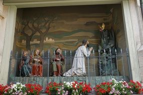 religious sculptures on the balcony in rottweil
