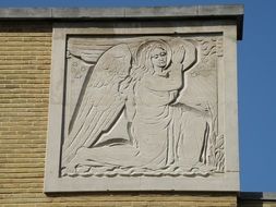 angel, relief on wall of St Walburga Church, belgium, antwerp